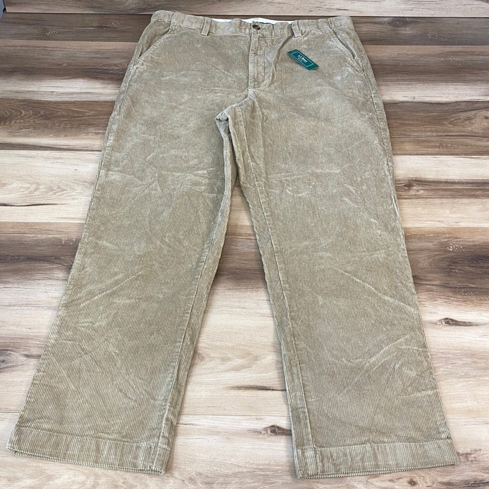 L.L. Bean Corduroy Pants Mens 38x30 Heritage Stretch Cotton Dark Khaki NEW